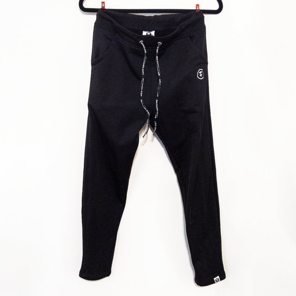 Aape A Bathing Ape Lined Black Sweatpants Womens Size Large Streetwear Logo Wear